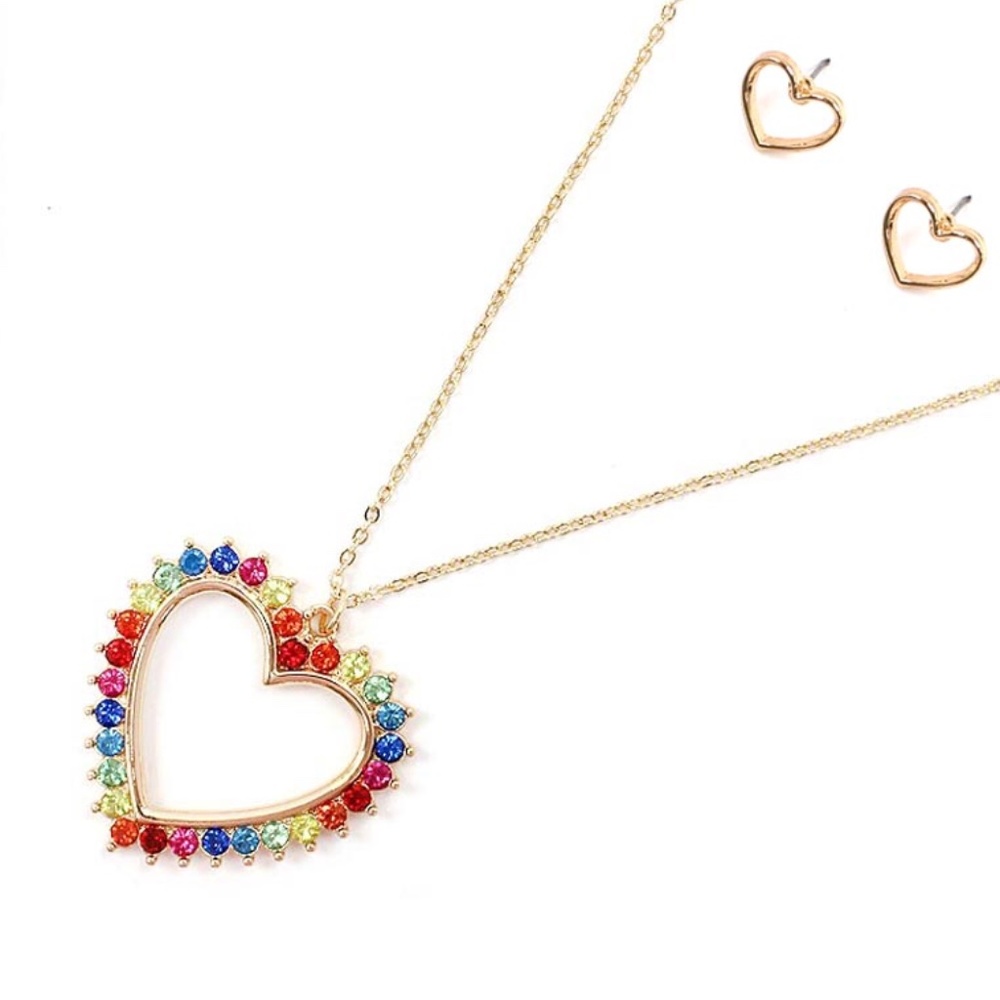 Open Heart Multi-Color Necklace Set